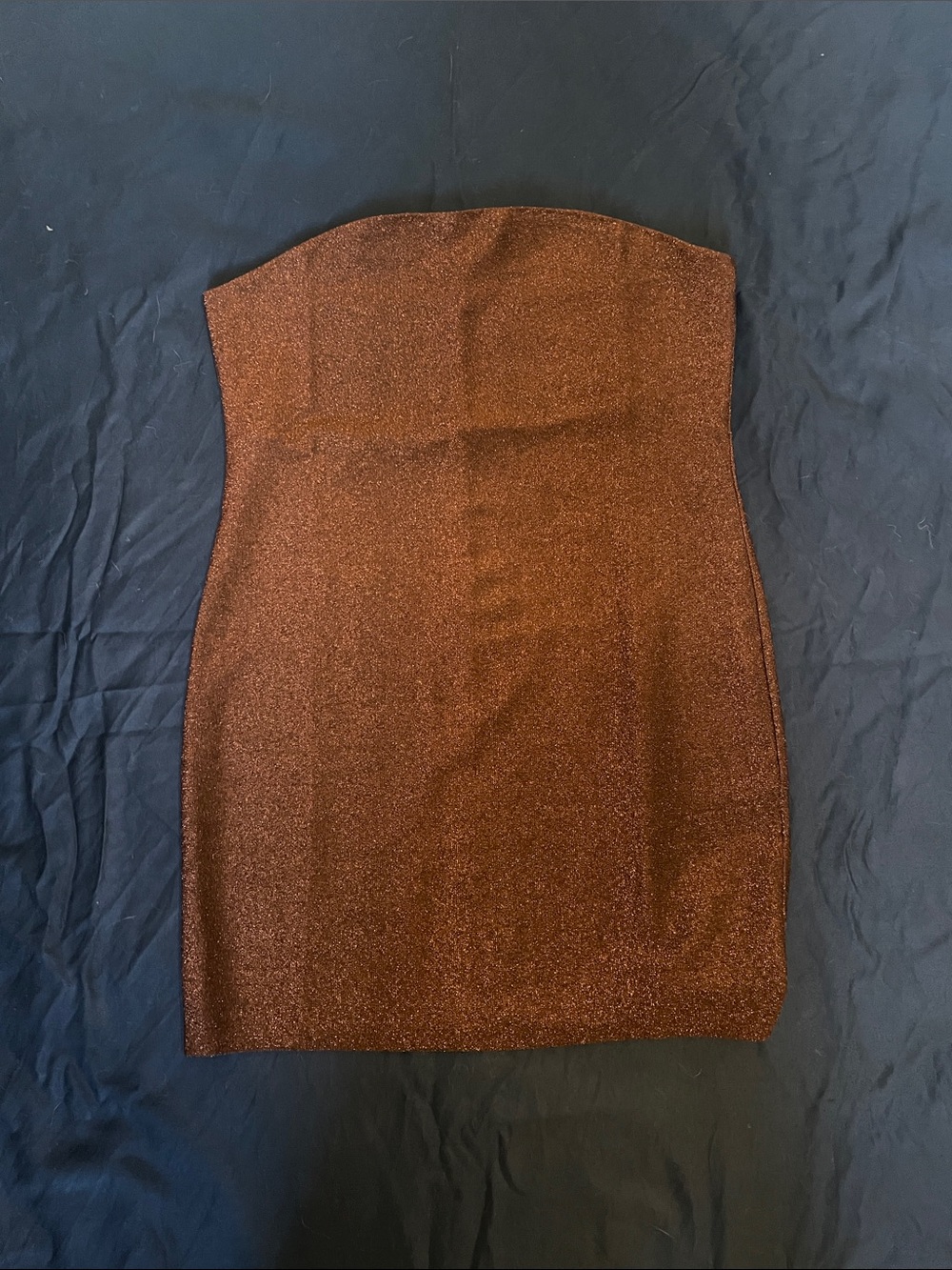 H&M Copper Brown Shimmery Strapless Mini Dress